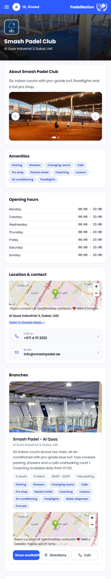 Mobile venue page