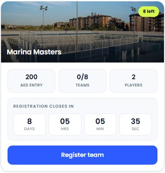 Tournament card